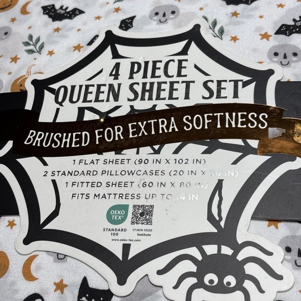 EnVogue Queen 4-Piece Halloween Sheet Set, Multicolor, OEKO-TEX Standard 100